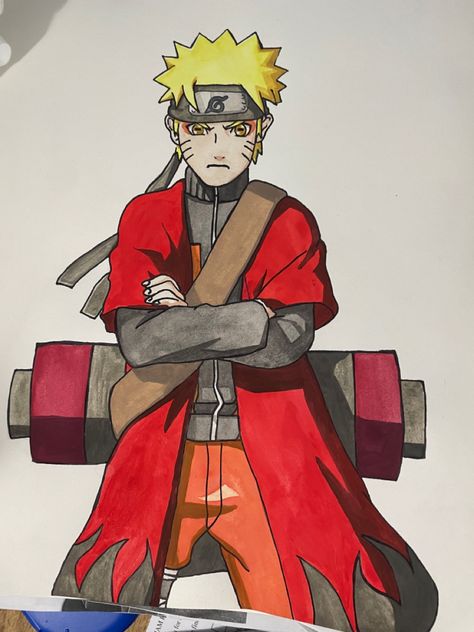 Naruto Uzumaki sage mode shippuden watercolor pucture. From the village hidden in the leaves. Naruto Sage Mode Drawing, Village Hidden In The Leaves, Naruto Uzumaki Sage Mode, Naruto Drawings Easy, Naruto Sage, Sage Mode, Naruto Drawings, Colorful Drawings, The Village