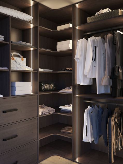 Narrow Closet Design, Closet Interior, Corner Wardrobe, Walking Closet, Closet Design Layout, Walk In Closet Design, Wardrobe Door Designs, Luxury Closets Design, Modern Closet