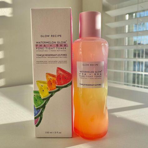 Look at how beautiful !! The new @glowrecipe Watermelon Glow pore-tight toner limited edition bottle for pride month 💜 💙💚💛🧡❤️ #lgbtqally… Watermelon Glow Recipe, Glow Recipe Toner, Paper Skincare, Cheer Flyer, Clear Skin Care, Dream Vanity, Watermelon Glow, Skin Scrub, Cool Gifts For Teens