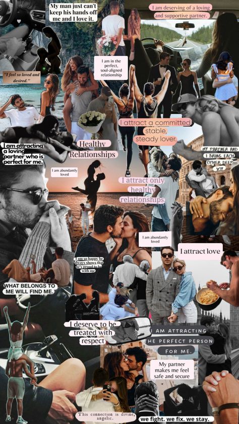 Soulmate Vision Board, Marriage Vision Board, Relationship Vision Board, Vision Board Themes, Vision Board Book, Creative Vision Boards, Love Attraction, Manifesting Vision Board, Vision Board Examples