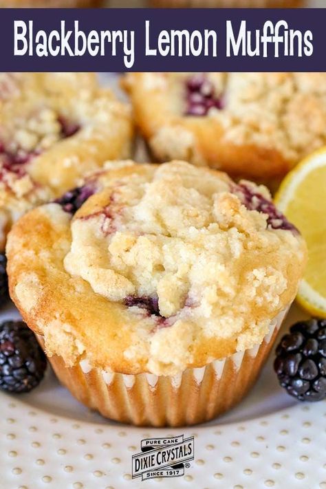 Blueberry Lemon Muffins, Blackberry Muffins, Blackberry Lemon, Puff Pastry Cream Puffs, Fluffy Cinnamon Rolls, Crumb Muffins, Blackberry Recipes, Ultimate Breakfast, Lemon Muffins