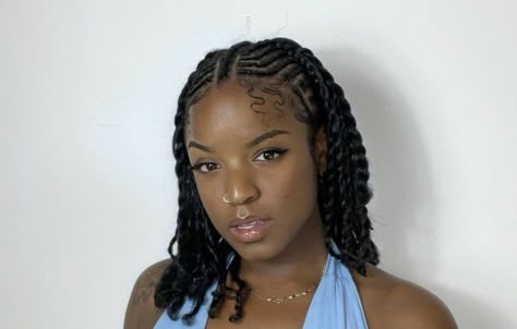 Natural Fulani Braids Short Hair, Half Cornrows Half Twist, Boho Braid Styles, Short Twists Natural Hair, Natural Protective Hairstyles, Half Cornrows, Mini Twists Natural Hair, Twists Natural Hair, Cornrows Natural