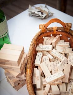 Show off your playful side by using a set of game blocks as your guest book. Fall Wedding Guest Book, Creative Wedding Guest Books, Wedding Guest Book Ideas, Guest Book Ideas, Deco Champetre, Rustic Wedding Decorations, Boda Diy, Wedding Guest Book Unique, Wedding Games