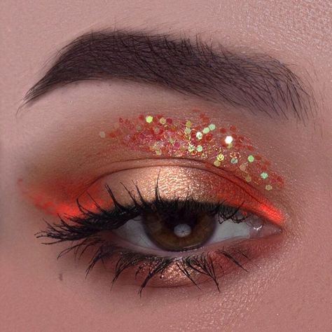 Rose Gold Eye Makeup, Fish Makeup, Orange Makeup, Dipbrow Pomade, Sparkly Eyes, Glitter Eye Makeup, Colorful Eye Makeup, Mermaid Makeup, What Can I Say