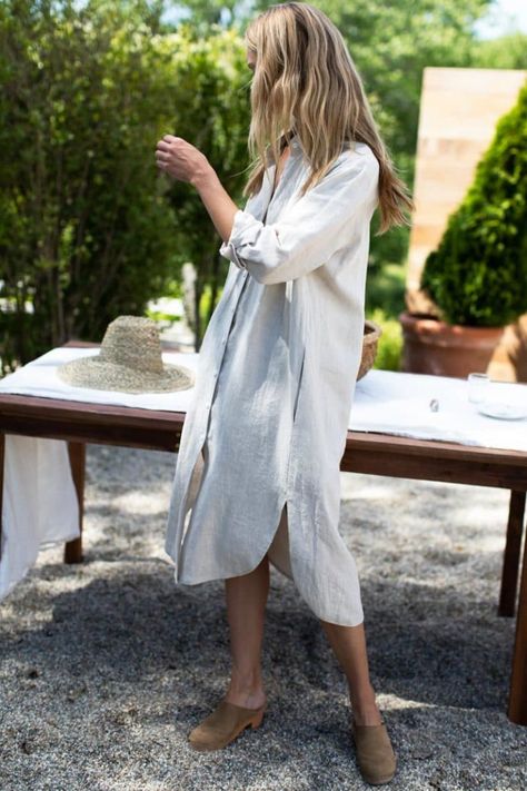 What to Wear with Clogs. What To Wear With Clogs, Clogs Street Style, Chic Peas, Clogs Outfits, Emerson Fry, Feminine Blouses, Camel Sweaters, Linen Shirt Dress, Slip Skirt