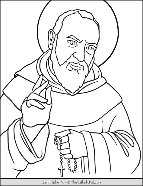 Saint Padre Pio Coloring Page #3 - TheCatholicKid.com Padre Pio Drawing, Saint Coloring Pages, Saint Drawing, Saints For Kids, Good Shepard, Saint Coloring, Glass Painting Patterns, Jesus Drawings, Sunday School Crafts For Kids