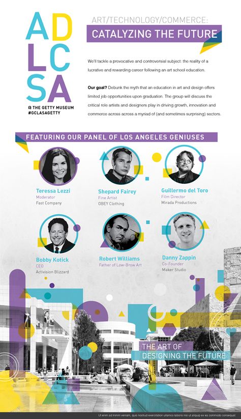 Event Poster Layout, Getty Center Los Angeles, Scad Savannah, Event Poster Design Inspiration, Conference Poster, 잡지 레이아웃, Brochure Design Creative, Desain Buklet, Event Poster Design