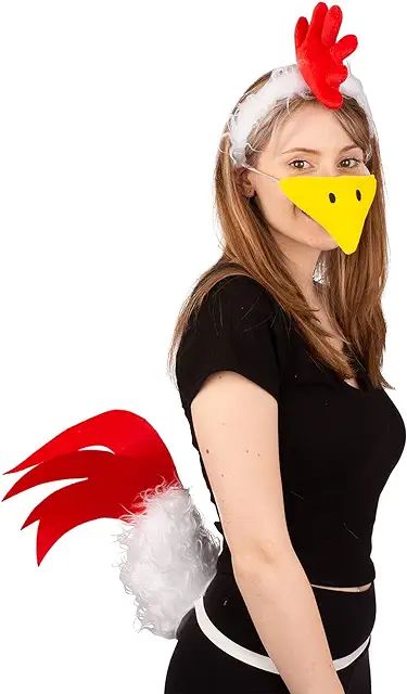 DIY Chicken Costume » Cute and easy to make | maskerix.com Chicken Costume, Animal Dress, Animal Dress Up, Farm Animal, Costume Accessories, Dress Up, Mask, Chicken, Elastic