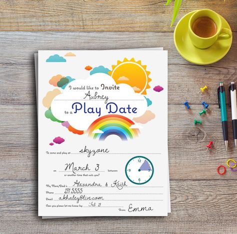 Play Date Invitation Colorful Editable Printable Play Date Invitation, Playdate Invitation, Sell Printables, Colorful Invitations, Scrap Fabric Projects, Date Invitation, Play Date, Superhero Party, Preschool Classroom