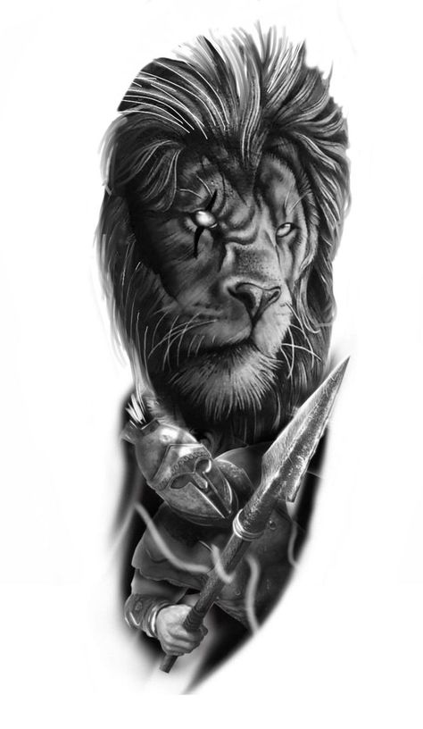 250+ Spartan Tattoos Designs and Ideas (2023) - TattoosBoyGirl Lion Cover Up Tattoo Men, Big Tattoo Ideas For Men, Spartan Tattoos, Sparta Tattoo, Tattoos Lion, Gladiator Tattoo, Big Cat Tattoo, Soldier Tattoo, Spartan Tattoo