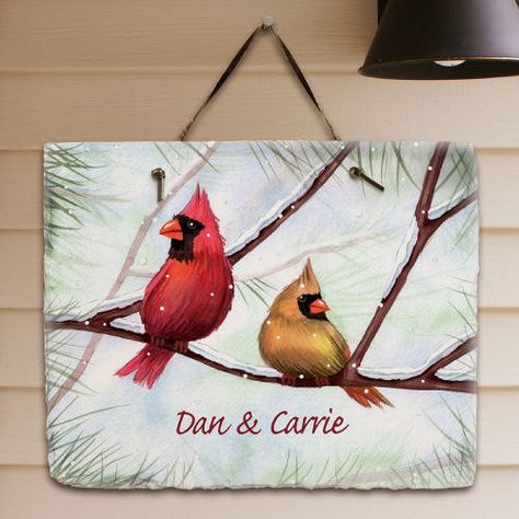 Slate Tile Crafts, Cardinal Painting, Slate Art, Painted Slate, Slate Signs, Word Art Design, Christmas Cardinals, Winter Bird, Relationship Gifts