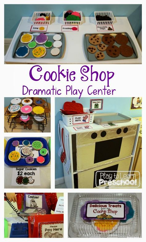 Cookie Shop Dramatic Play by Play to Learn Preschool Cookie Shop Dramatic Play, Dramatic Play Activities, Dramatic Play Themes, Dramatic Play Center, Cookie Shop, Purposeful Play, Role Play Areas, Dramatic Play Preschool, Dramatic Play Area