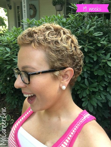 19 Weeks Hair Growth Chemo Curls Hairstyles, Hair After Chemo, Hairstyles After Chemo, Chemo Curls, Hair Regrowth Women Remedies, Hair Regrowth Women, Natural Hair Regrowth, Chemo Hair, Edgy Pixie