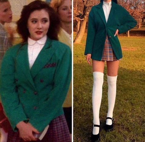 Heather Duke From Heathers Heathers 80s Outfits, The Heathers Halloween Costume, 80s Actresses Aesthetic, Heather Duke Inspired Outfits, Heathers Movie Outfits, Heather Duke Cosplay, Heathers Outfits Movie, Heather Duke Costume, The Heathers Costume