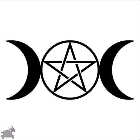 Triple Moon Pentacle Pentagram Ver 2 Wiccan Pagan Decal Sticker Witch Witchcraft | eBay Witchy Pentagram Tattoo, Triple Moon Pentagram Tattoo, Pentagram Moon Tattoo, Witch Aesthetic Tattoo Sleeve, Star Symbol Tattoo, Witchy Silhouette, Pentacle Tattoo, Pentacle Art, Triple Moon Pentagram