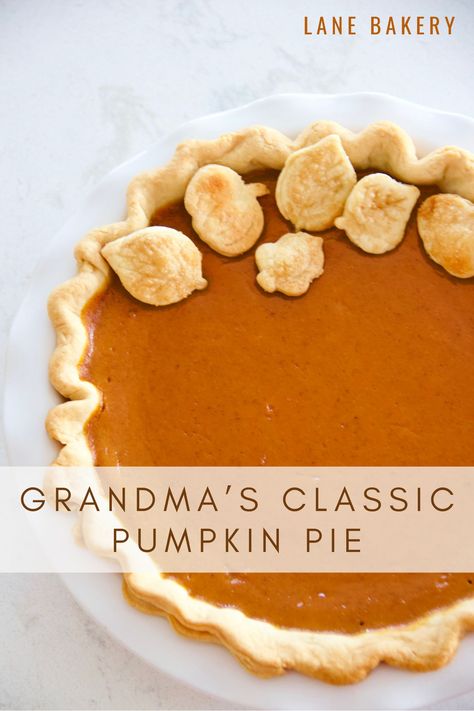 Grandma's Classic Pumpkin Pie - Lane Bakery Pumpkin Pie Using Canned Pumpkin, Pumpkin Pie Recipe No Condensed Milk, Grandmas Pumpkin Pie, Pumpkin Pie From Canned Pumpkin, Can Pumpkin Pie Recipes, Pumpkin Pie With Heavy Cream, Old Fashioned Pumpkin Pie, Pumpkin Pie Recipe With Canned Pumpkin, Canned Pumpkin Pie Recipe