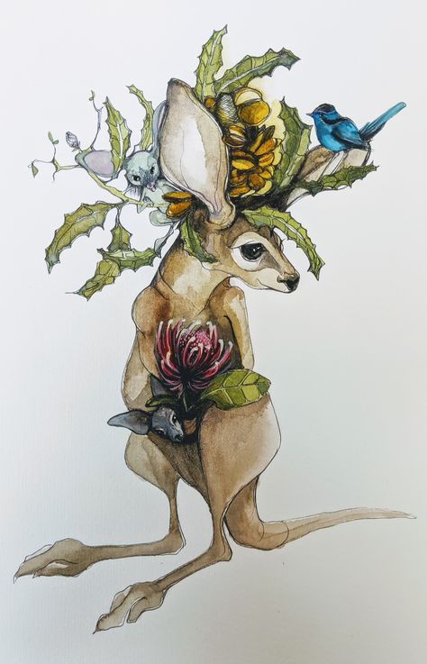 Australian animal drawings Pisces Moon, Australian Flora, Watercolor Flower Art, Australian Native, Australian Animals, Watercolor Flower, Watercolor Animals, Flora And Fauna, Animal Drawings