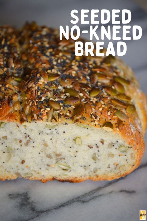 Seeded Bread Rolls, Seeded Artisan Bread Recipes, Bread Recipes With Seeds, Dutch Oven Seed Bread, 15 Grain Bread Recipe, Seed And Nut Bread Recipe, No Knead Seeded Oat Bread, Seeded Oat Bread, No Knead Wheat Bread Dutch Oven