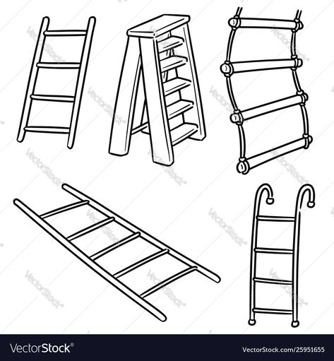 Ladder Painting Ideas, Ladder Tattoo Ideas, Stair Sketch, Stairs Illustration Drawings, Person Climbing Ladder Drawing, Ladder Drawing Illustration, Anime Clipart, Tiny Drawings, Text Dividers