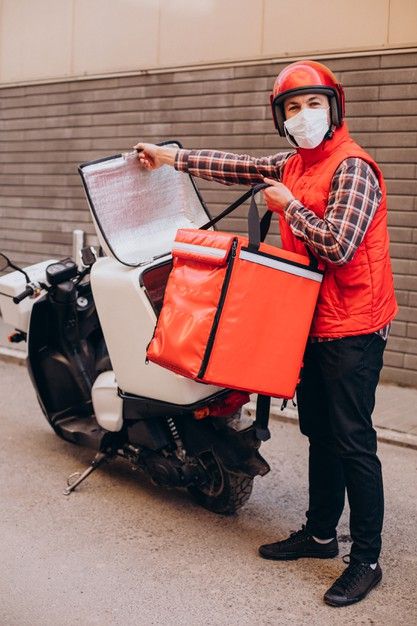 Food delivery boy driving scooter with b... | Free Photo #Freepik #freephoto #food #city #man #box Food Delivery Photography, Occupational Medicine, Delivery Outfit, Burger Delivery, Pizza Delivery Boy, Jose Ramirez, Delivery Boy, Delivery Guy, Delivery Food