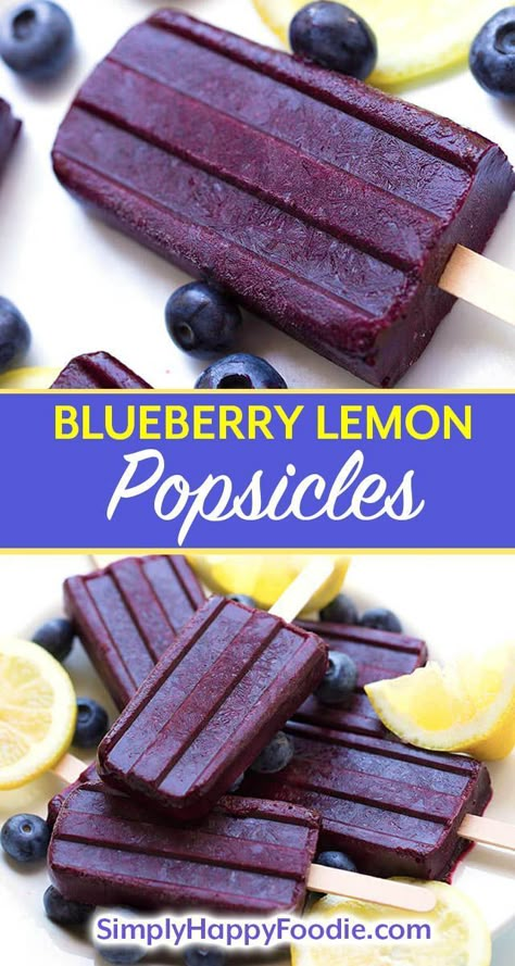 Lemon Popsicles, Fruit Popsicle Recipes, Simply Happy Foodie, Homemade Fruit Popsicles, Healthy Popsicle Recipes, Ice Pop Recipes, Healthy Popsicles, Fruit Popsicles, Mug Cakes