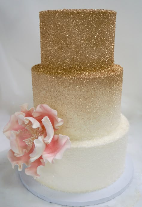 Golden Birthday Cake Ideas, Gold Wedding Cakes, Sparkly Wedding Cakes, Glitter Wedding Cake, Golden Birthday Cakes, White And Gold Wedding Cake, Sparkle Cake, Rose Gold Wedding Cakes, 50th Anniversary Cakes