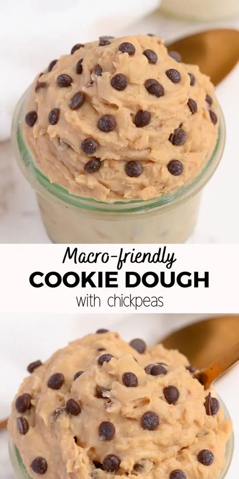 Healthy Chickpea Cookie Dough (High Protein) Macro Friendly Cookie Dough, Macro Friendly Christmas Treats, Macro Friendly Desserts, High Protein Cookie Dough, Lean Program, Protein Cookie Dough Recipe, Healthy Cookie Dough Recipe, Greek Yogurt Cookies, Cookie Dough Yogurt