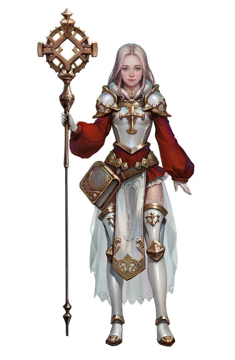 ArtStation - white mage, Yesun Jung Cleric Outfit, Dnd Cleric, Illustration Fantasy, Female Armor, Dungeons And Dragons Characters, Fantasy Armor, Fantasy Warrior, Fantasy Inspiration, Female Character Design