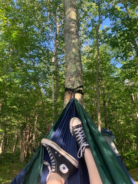 camping aestehitc hammock woods forest fun summer time Hammock In Forest, Hammock In Woods, Hammock In The Woods, Aesthetic Hammock, Woods Hangout Spot, Hammock Aesthetic, Hangout Ideas, Hangout Spot, Forest Camp