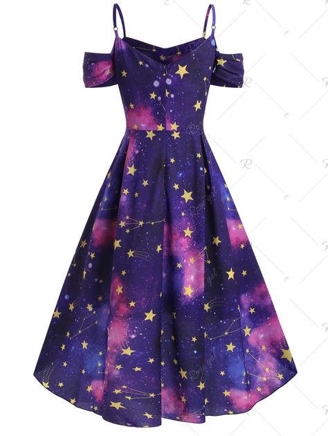 High Low Cold Shoulder Star Galaxy Plus Size Dress , #Sponsored, #Shoulder, #Cold, #High, #Star, #Dress #affiliate Casual Plus Size Dresses, Plus Size Casual Dresses, Galaxy Outfit, Galaxy Dress, Star Galaxy, Galaxy Fashion, Anime Dress, Blouse Diy, Fashion Blouse Design