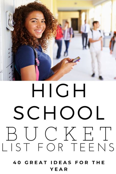 High School Bucket List For Teens – 40 Fun Ideas To Complete In A Year High School Clubs Ideas, Junior Year High School Activities, Freshman Bucket List High School, Teen Bucket List High Schools, School Club Ideas Highschool, Fun School Activities Highschool, High School Bucket List Ideas, School Bucket List Ideas, Highschool Bucket List