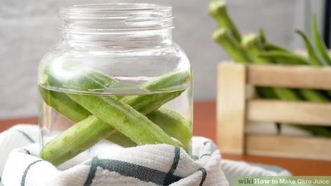 3 Ways to Make Okra Juice - wikiHow How To Make Okra, Okra Water, Serving Glasses, Inflammation Diet, Anti Inflammation, Unsweetened Coconut Milk, Garden Harvest, Ground Nutmeg, Water Recipes