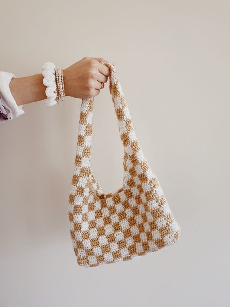 Crochet bag, crafting, handmade, custom, trendy, tiktok, checkerboard bag, crochet pattern Bone Pattern, Amigurumi Knitting, Bralette Pattern, Crochet White, Bag Pattern Free, Caron Simply Soft, Handmade Handbags, Crochet Handmade, Crochet Bag Pattern