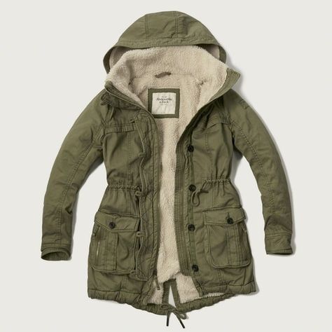 Abercrombie & Fitch Sherpa Lined Twill Parka ($108) ❤ liked on Polyvore featuring outerwear, coats, olive, sherpa lined coat, parka coat, twill parka, faux shearling coat and twill coat Olive Parka, Green Parka Coat, Olive Coat, Olive Green Coat, Army Green Coat, Army Jackets, Green Parka, Twill Coat, Cool Coats