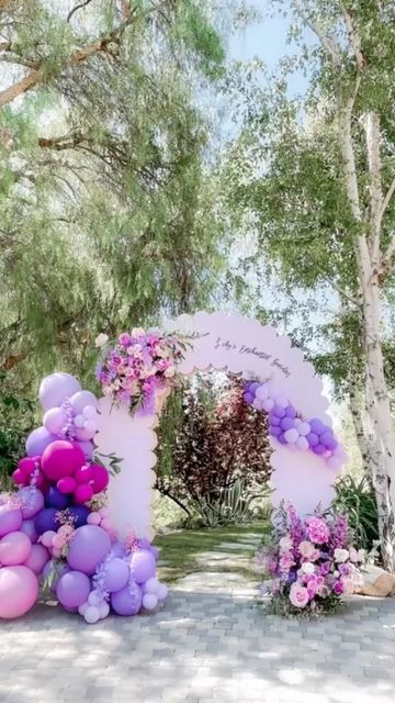 Balloon Entrance Decor, Baby Shower Entrance Decor, Small Balloon Garland, Balloon Arch Entrance, Arch Way, Entrance Arch, Fairy Garden Birthday Party, Arch Decor