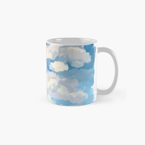 Cloud Pottery Painting, Painting Ideas Clouds, Pottery Painting Ideas, Painting Coffee, Sunrise Painting, Mug Art, Gouache Painting, Ceramic Clay, Pottery Painting