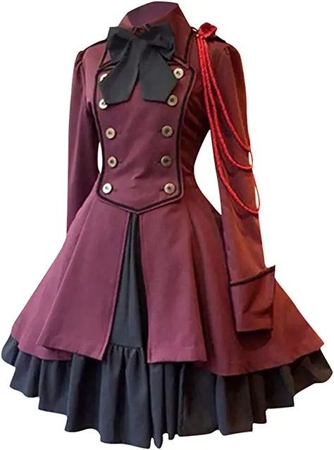 Amazon.com: Womens Lolita Gothic Dress with Vintage Bow Ruffle Steampunk Dress Long Sleeve Short Renaissance Dress Cosplay Black : Clothing, Shoes & Jewelry Gothic Butterfly, Elegant Bodysuit, Lace Playsuit, Steampunk Dress, Long Summer Dresses Maxi, Butterfly Bow, Fotografi Vintage, Vintage Gothic, Gothic Dress