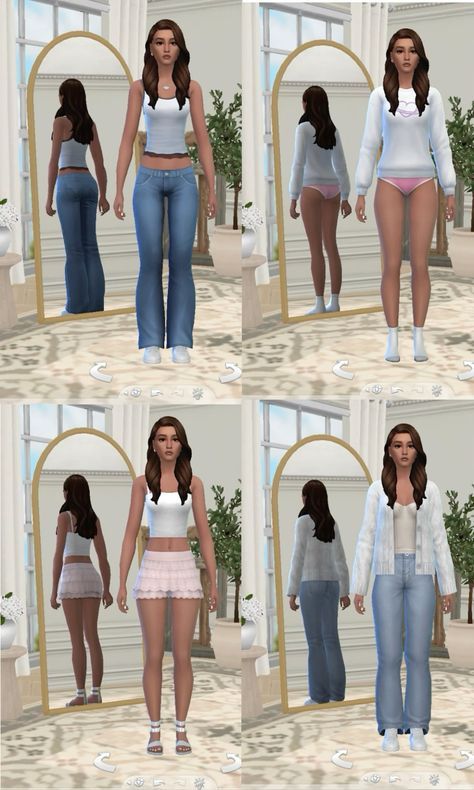 Sims 4 Cas Inspo No Cc, Sims 4 No Mods Houses, Cute Sims No Cc, Sims 4 Clothes Base Game, Base Game Outfits Sims 4, Sims Inspo No Cc, Outfit Ideas Sims 4, Basegame Sims Outfits, Sims4 Base Game Outfits