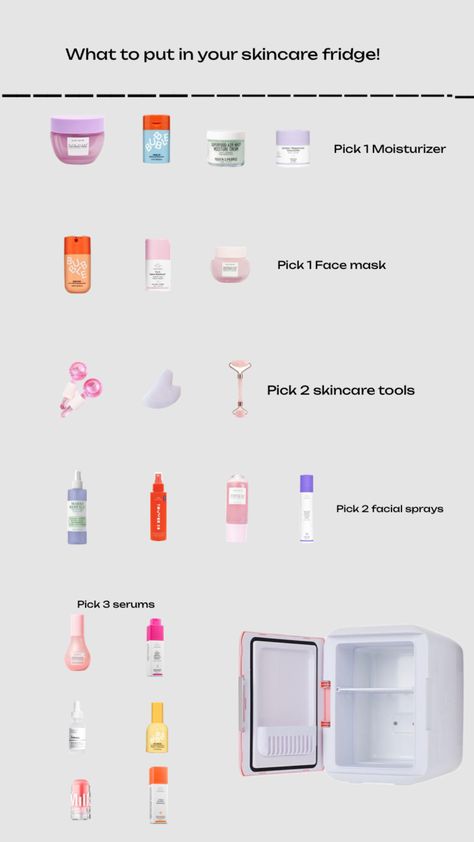 Skincare fridge Skincare Organization Fridge, Skin Care Fridge Organization, Skincare Fridge Organization, Skin Care Fridge, Skincare Fridge, Cute Birthday Ideas, Perfect Skin Care Routine, Fridge Organization, Skincare Organization