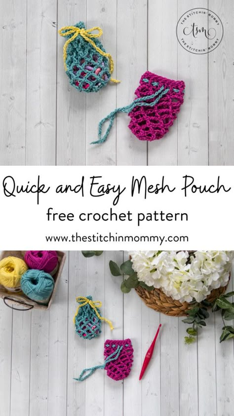 Crochet Mesh Drawstring Bag, Crochet Small Drawstring Pouch Pattern Free, Crochet Rosary Pouch Free Pattern, Crochet Pouch Necklace Free Pattern, Crochet Small Mesh Bag Pattern Free, Mini Crochet Pouch Free Pattern, Crystal Pouch Crochet, Crochet Tiny Pouch, Crochet Crystal Pouch Free Pattern