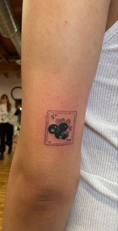 Maine Stamp Tattoo, Post Card Tattoos, Maine Inspired Tattoo, Maine Tattoo Ideas, Maine Tattoos, Vintage Stamp Tattoo, Maine Tattoo, England Tattoo, Dainty Tattoo Ideas