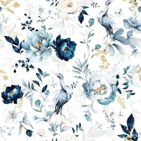 MuralPeel Vintage Peony Floral Crane White/Blue Flowers Peel and Stick Wallpaper Self Adhesive Removable Easy Peel Off Stick on Wall Paper for Bedroom Cabinet Renter Friendly - Amazon.com Floral Wallpaper Bathroom Ideas, Blue Floral Wallpaper Bedroom, Cabinet Wallpaper, Floral Wallpaper Bedroom, Craft Business Cards, White Blue Flowers, Bedroom Cabinet, Blue And White Wallpaper, Blue Floral Wallpaper