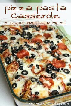 Pizza Pasta Casserole Recipe, Pizza Pasta Casserole, Pizza Lasagna, Pasta Casserole Recipes, Pizza Casserole, Pasta Casserole, Yummy Casseroles, Fettuccine Alfredo, Freezer Meal