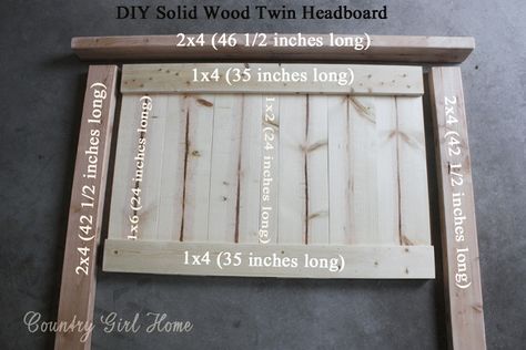 COUNTRY GIRL HOME : How to make a solid wood Twin headboard Country Girl Home, Headboard Plan, Girls Twin Bed, Diy Wood Headboard, Pallet Headboard, Headboard Ideas, Murphy Bed Plans, Twin Headboard, Diy Bed Frame