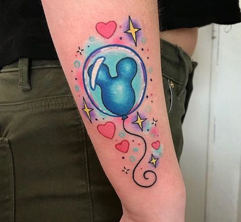 Disney Balloon Tattoo, Mickey Balloon Tattoo, Disney Balloon, Mickey Mouse Balloon, Mickey Tattoo, Running Tattoo, Lantern Tattoo, Balloon Tattoo, Disney Sleeve