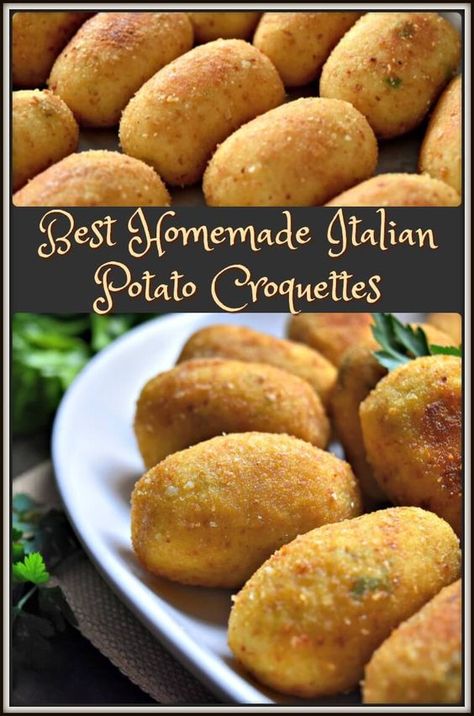 Best Italian Appetizers, Italian Recipes Appetizers, Italian Potatoes, Potato Croquettes, Italian Appetizers, Homemade Italian, Potato Side Dishes, Potato Dishes, Croquettes