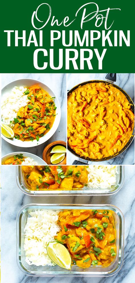 One Pot Thai, Thai Pumpkin Curry, Chicken Pumpkin, Fall Meal, Pumpkin Curry, Garlic And Ginger, Red Curry Paste, Spicy Dishes, Curry Paste