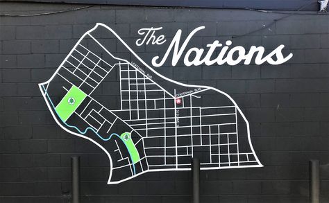 Mapping The Nations https://nashvillepublicart.com/2018/06/06/mapping-the-nations/  #nashville #mural #streetart #publicart The Nations Nashville, Nashville Art, Grocery Stores, Public Art, Nashville, Street Art, Mural, Not Found, Map