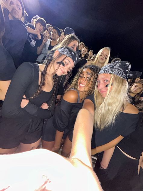 #footballtheme #blackout #fnl #highschool #highschoolfootball Black Out Game Football, Blackout Theme Outfit Football, Blackout Outfit Spirit Week, Black Out Fnl, Highschool Football Game Outfit, Blackout Football Game Theme Outfit, Fnl Aesthetic, Blackout Football Game, Black Out Football Game