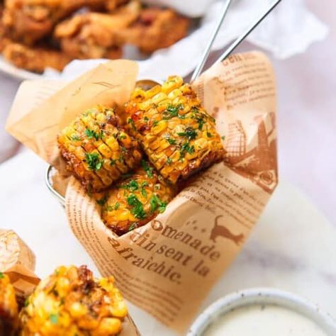 Wingstop Cajun Fried Corn - A Full Living Cajun Corn On The Cob Wingstop, Wing Stop Cajun Corn Recipe, Cajun Corn Recipe, Cajun Fried Corn, Cajun Fries, Cajun Butter, Fried Corn, Corn Recipes, Corn On Cob